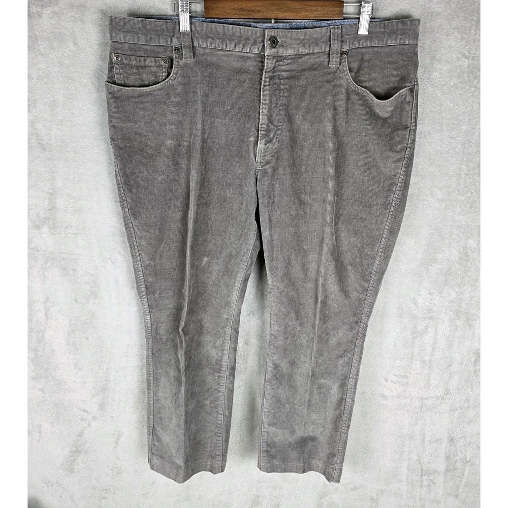 LL Bean Mens 40x29 Standard Fit Corduroy‎ Pants Grey Cotton Stretch 502837